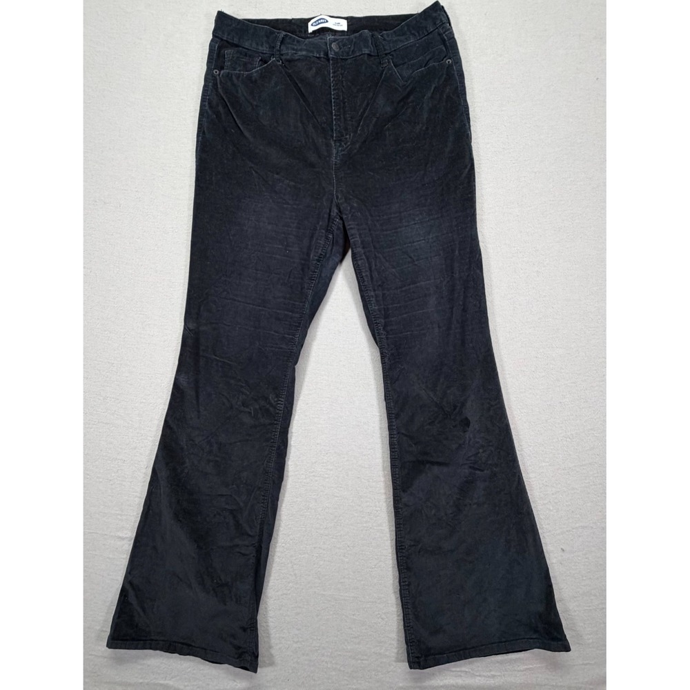 Old Navy Corduroy Pants Womens 16 Good Black Extra High Rise Flare Leg‎